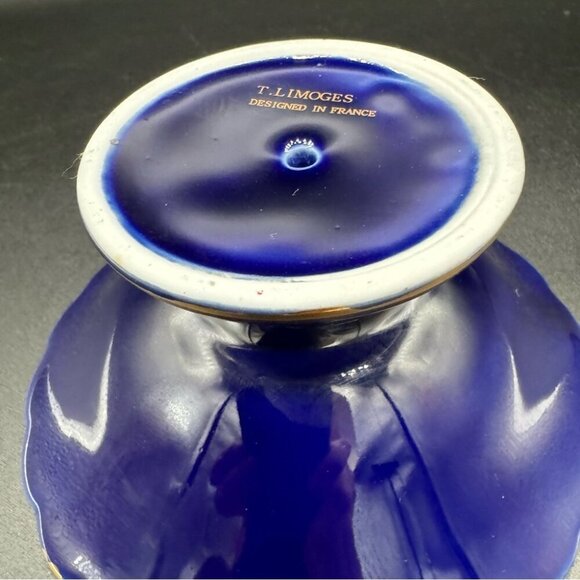 Limoges France Cobalt Blue and Gold “The Proposal” Andre Prevot Trinket Dish - Picture 6 of 13